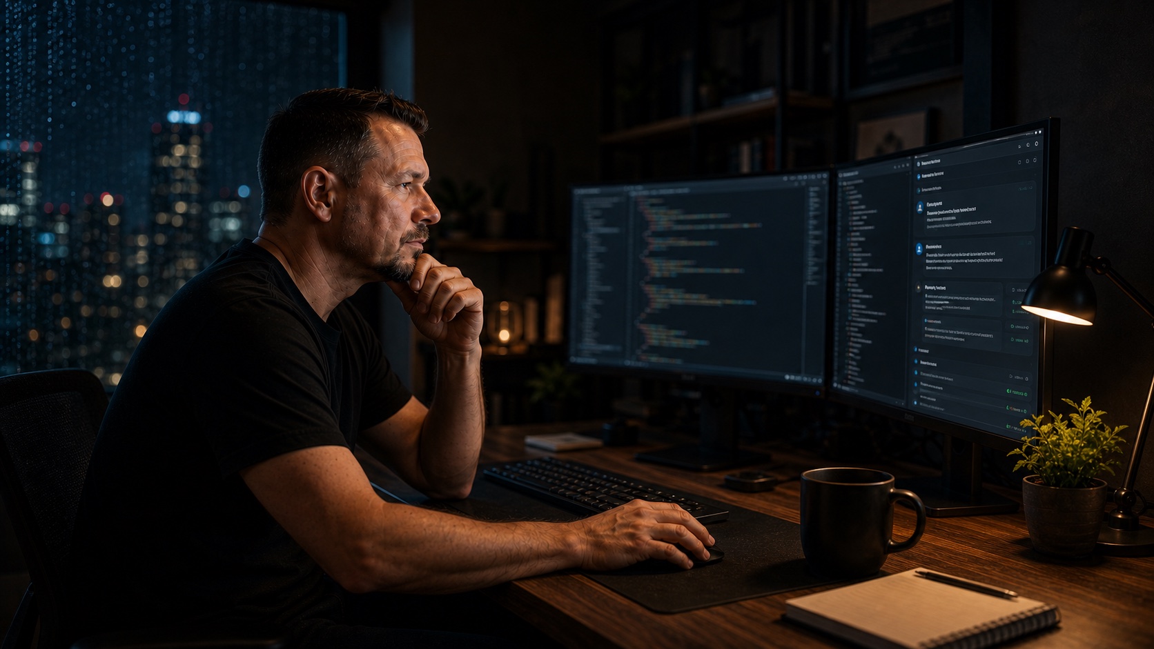 A developer working with an AI support panel inside his normal development tools
